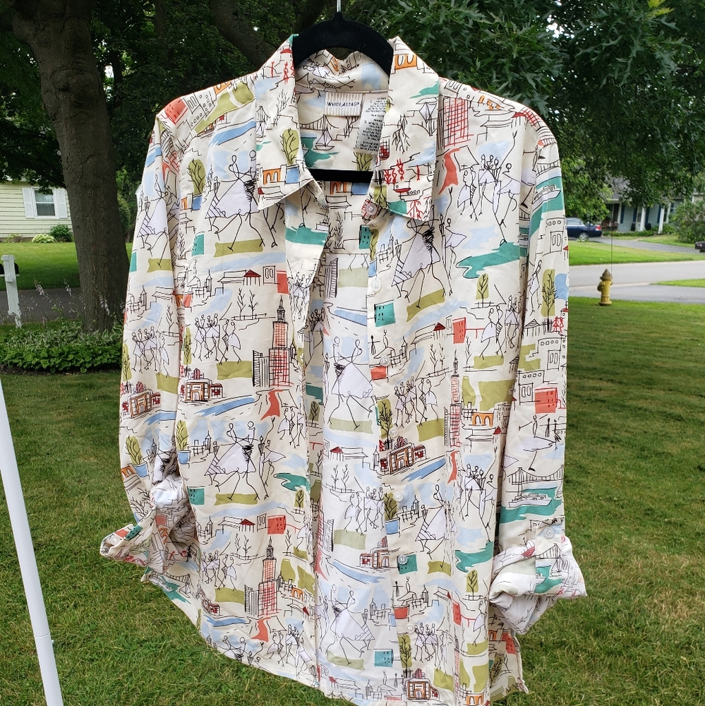 Retro Fun Print Button Down Shirt